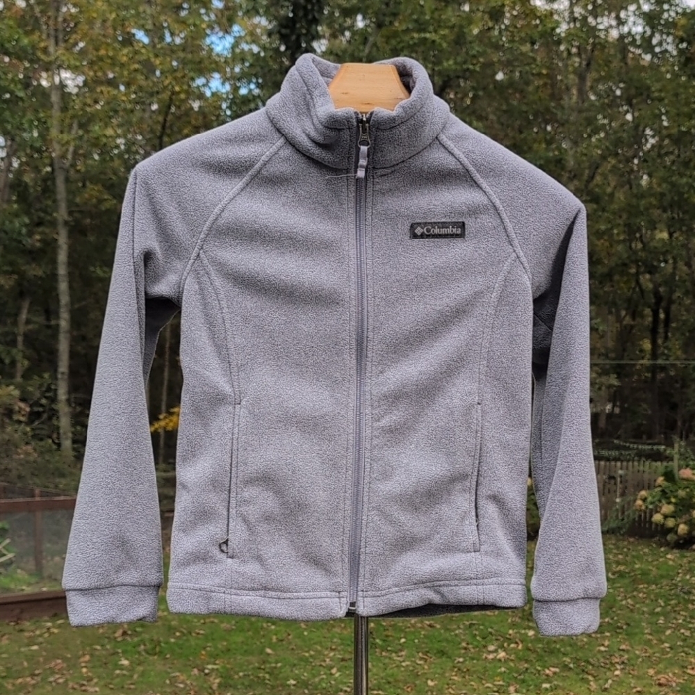 Columbia Heather Gray Full-Zip Kids Fleece Jacket